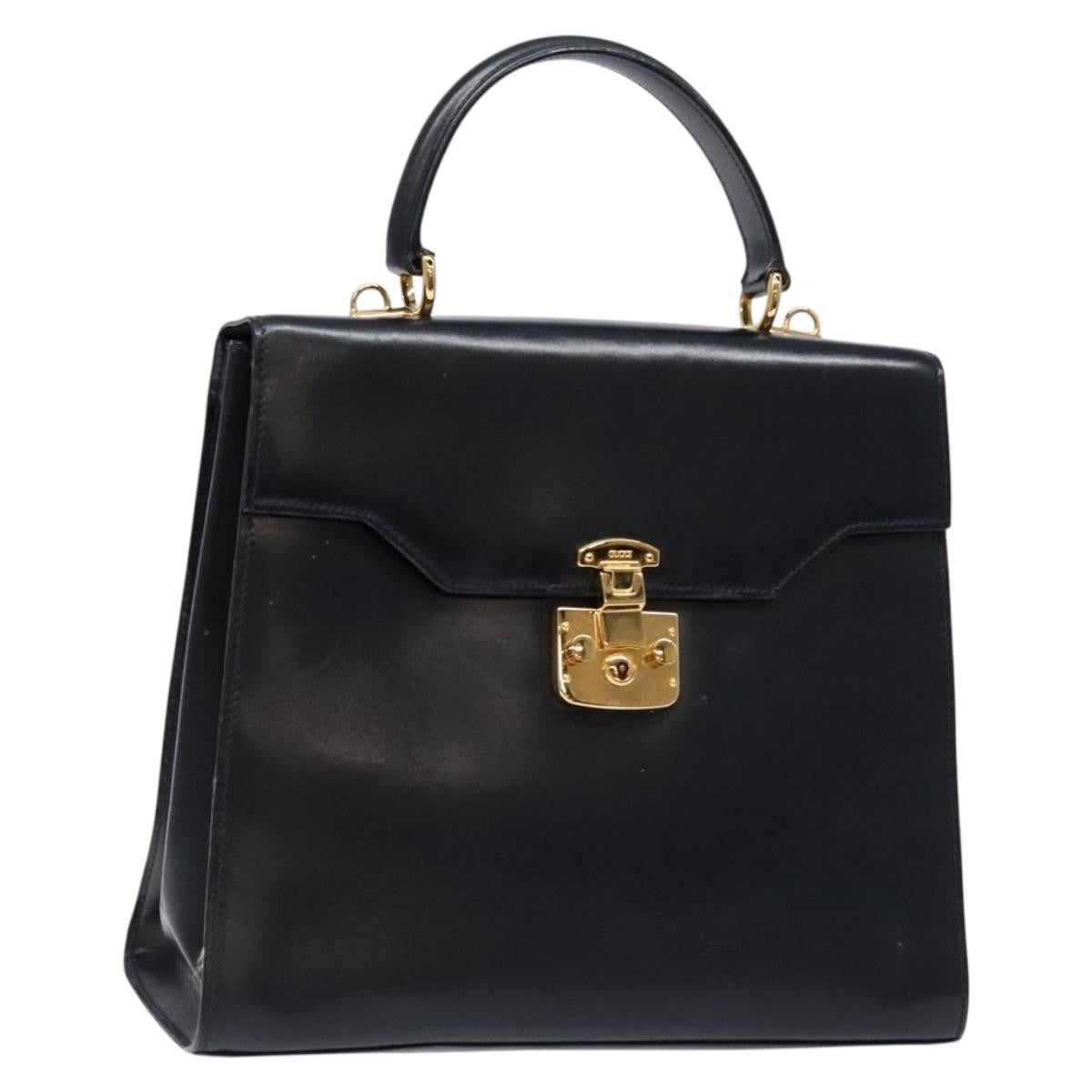 Gucci Lady Lock Leather, NAVY, LEATHER, Handbag