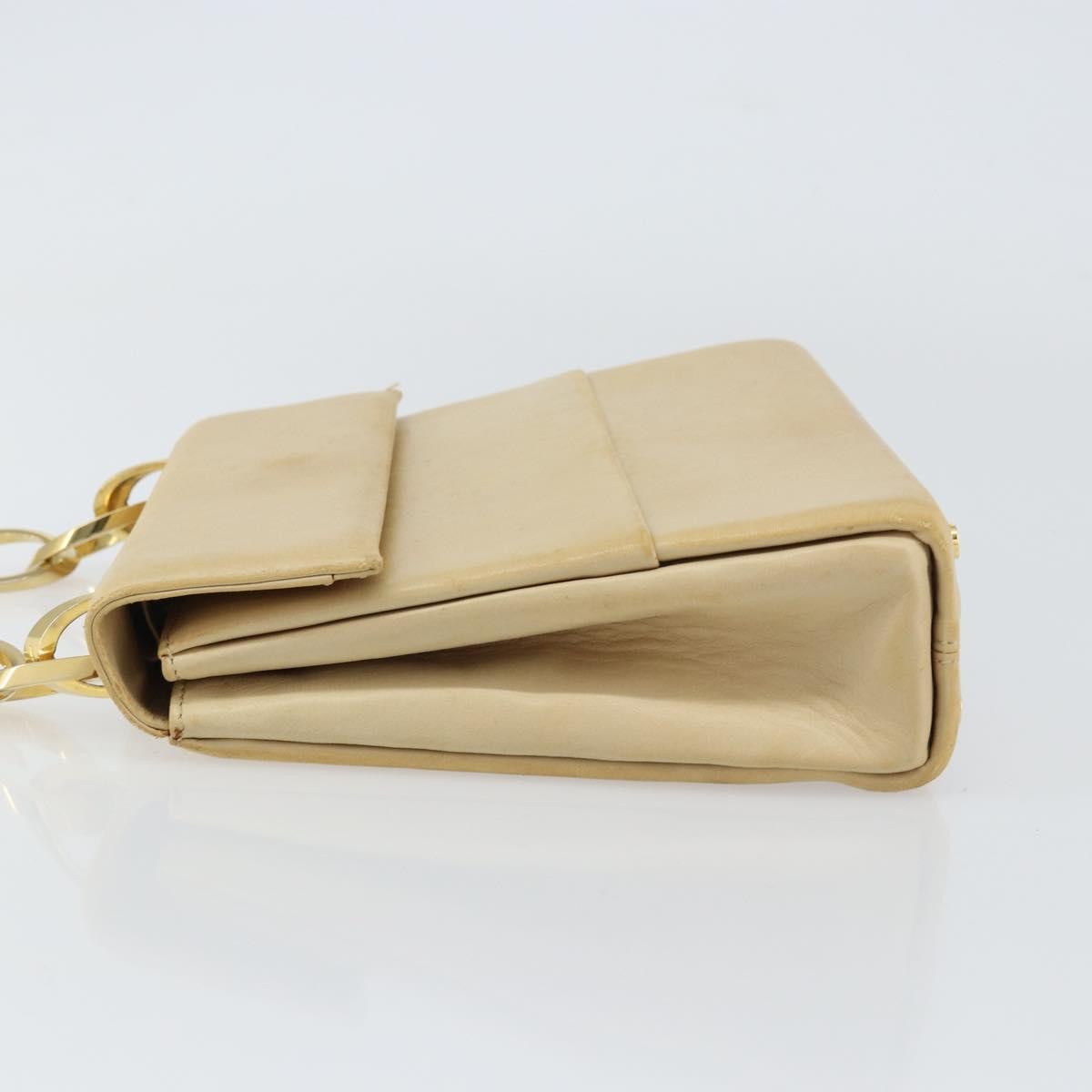 Salvatore Ferragamo Vintage Chain Handbag Leather, BEIGE, LEATHER, Handbag