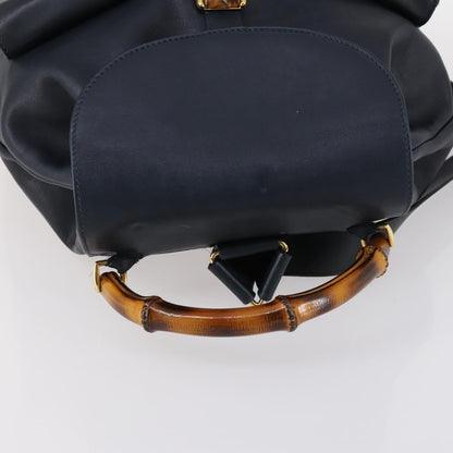 Gucci Vintage Bamboo Backpack Leather, NAVY, LEATHER, Backpack