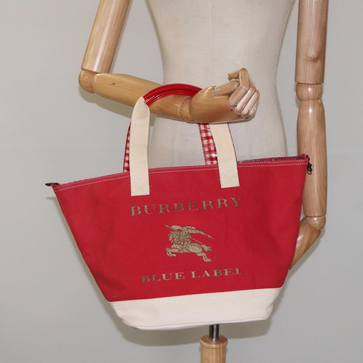 Burberry Blue Label Tote Bag Canvas, RED, CANVAS, Tote bag