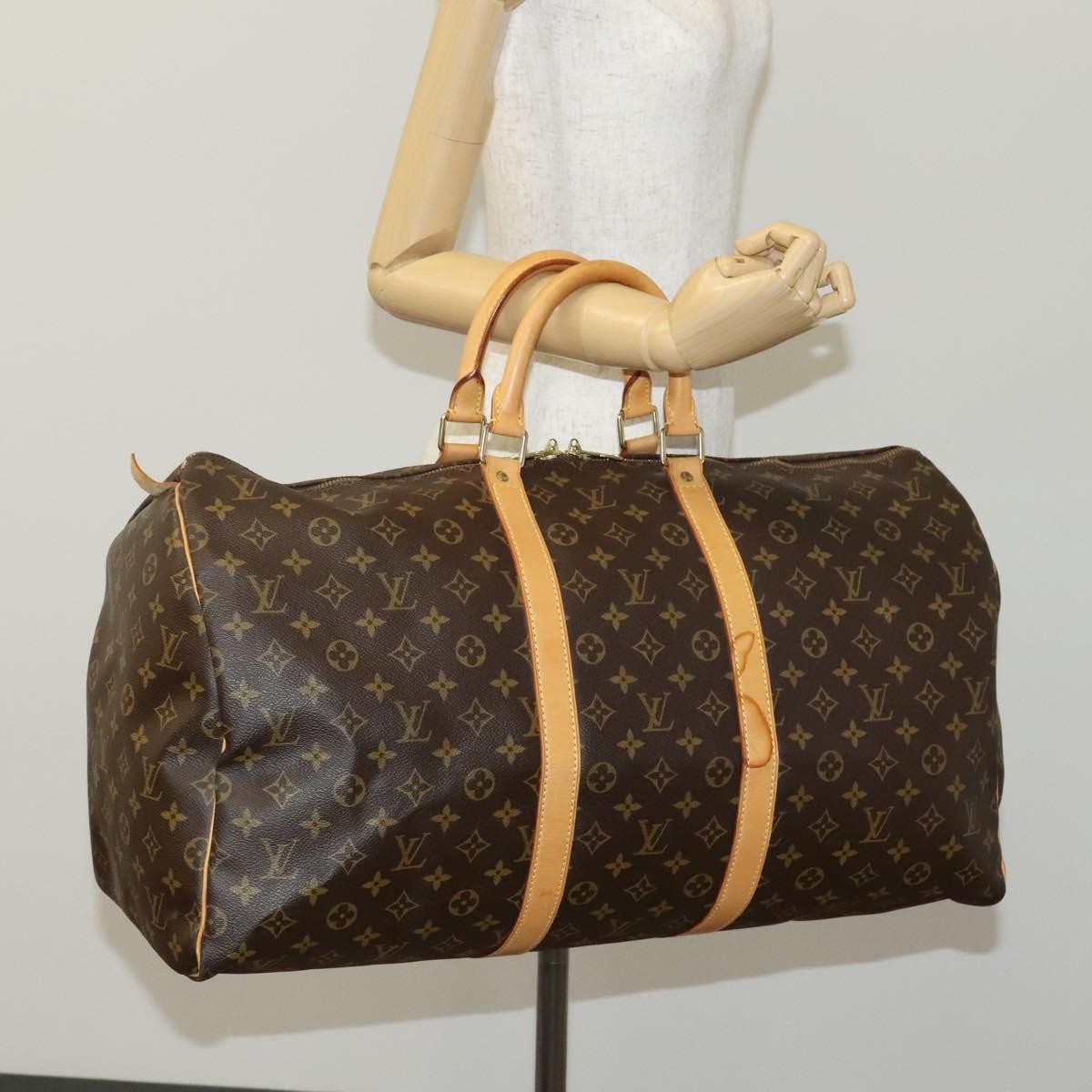 Louis Vuitton Keepall Bag Monogram Canvas, BROWN, CANVAS, Travel bag