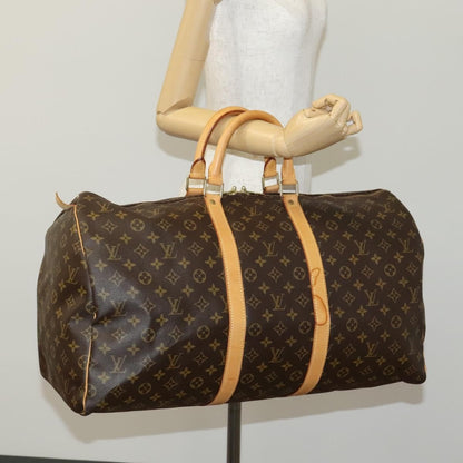 Louis Vuitton Keepall Bag Monogram Canvas, BROWN, CANVAS, Travel bag