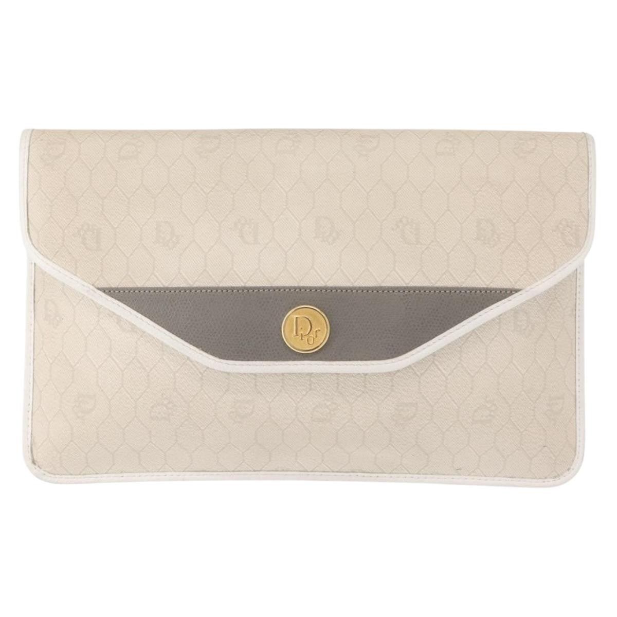 Christian Dior Vintage honeycomb clutch Canvas, WHITE, CANVAS, Clutche & pouche