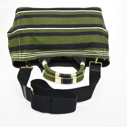 Prada Canapa Open Tote Canvas, GREEN, CANVAS, Handbag