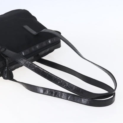 Prada Vintage Shoulder Bag Nylon and Leather, BLACK, NYLON, Shoulder bag