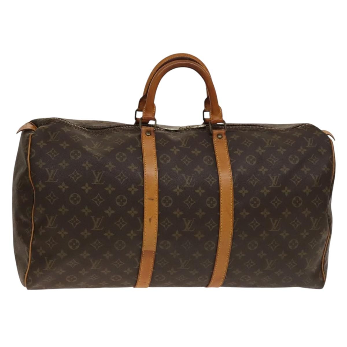 Louis Vuitton Keepall Bag Monogram Canvas, BROWN, CANVAS, Travel bag