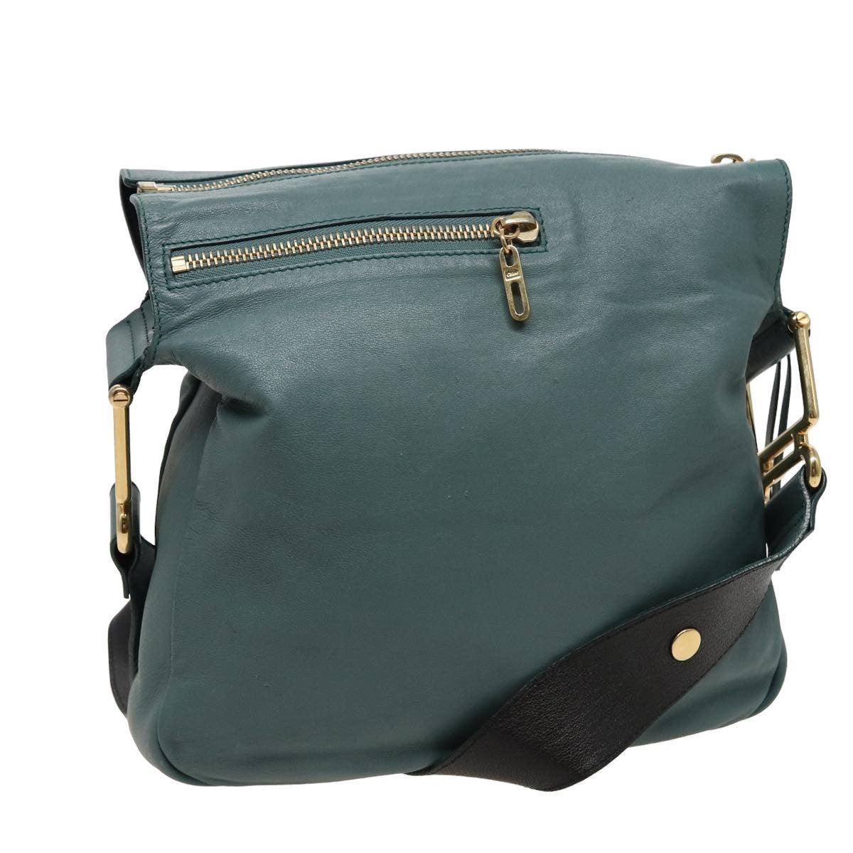 Chloe Vintage Shoulder Bag Leather, TURQUOISE, LEATHER, Shoulder bag