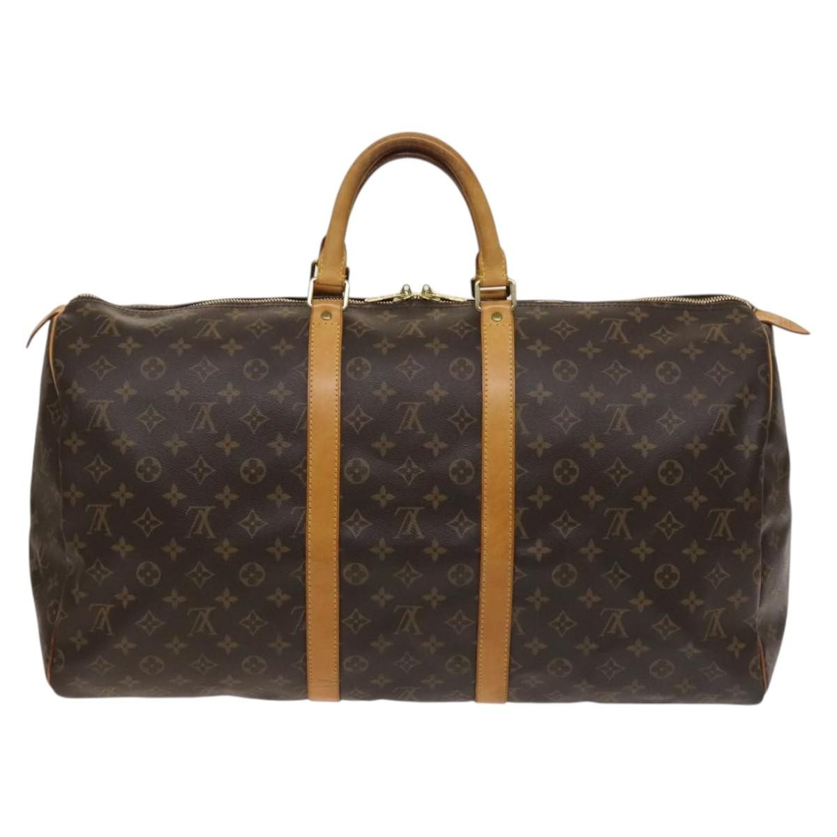 Louis Vuitton Keepall Bag Monogram Canvas, BROWN, CANVAS, Travel bag