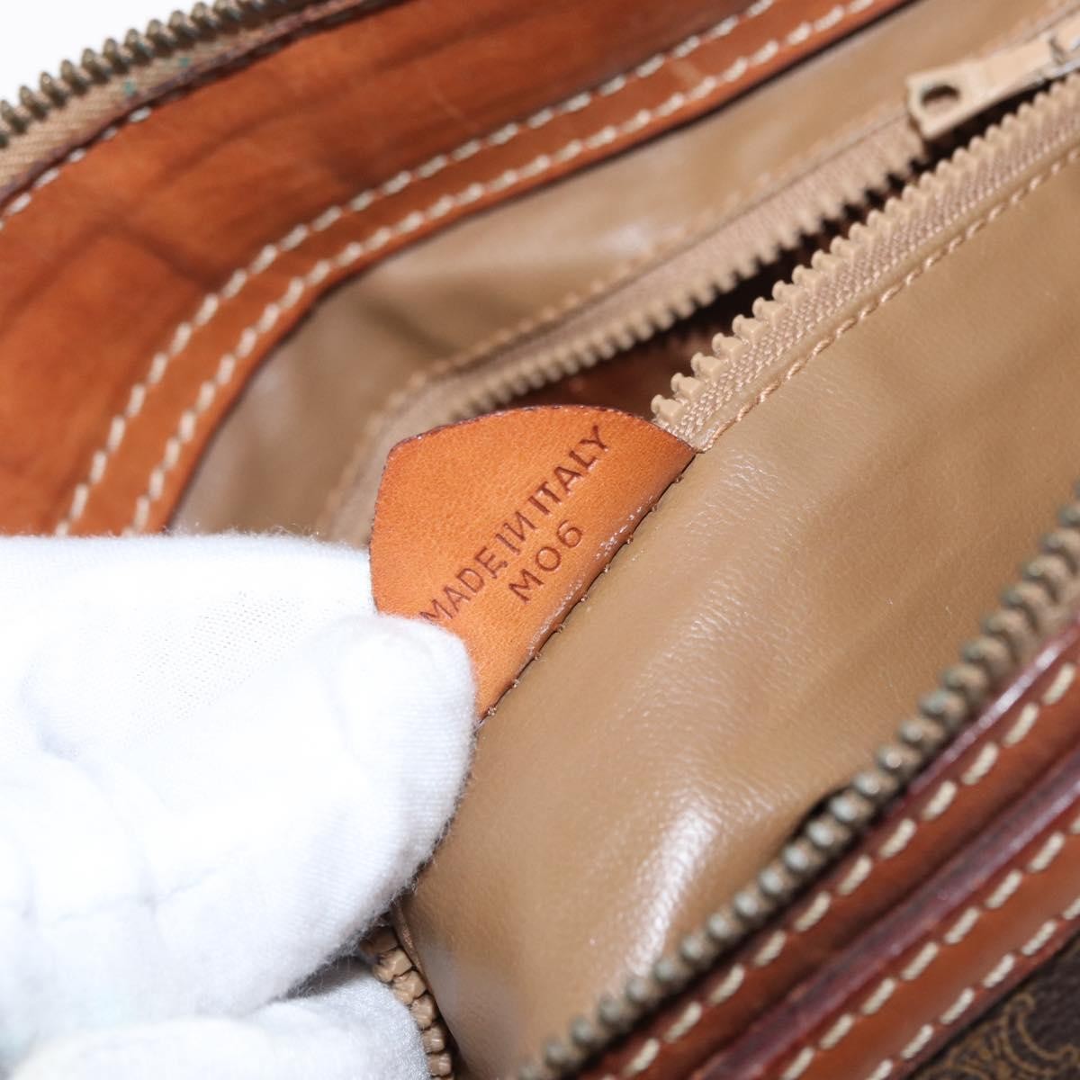 Celine Vintage Macadam Handbag Canvas and Leather, BROWN, CANVAS, Handbag