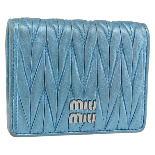 Miu Miu Matelasse Wallet Leather, BLUE, LEATHER, Wallets