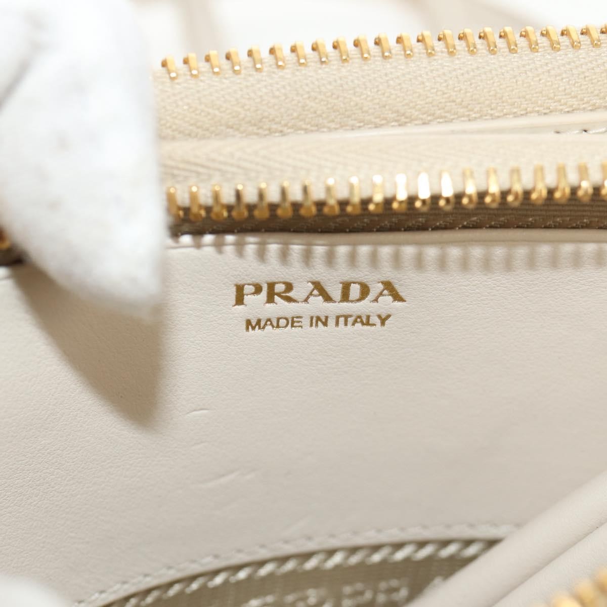 Prada Triangle Double Zip Pouch Bag with Chain Patent leather, BEIGE, PATENT_LEATHER, Clutche & pouche
