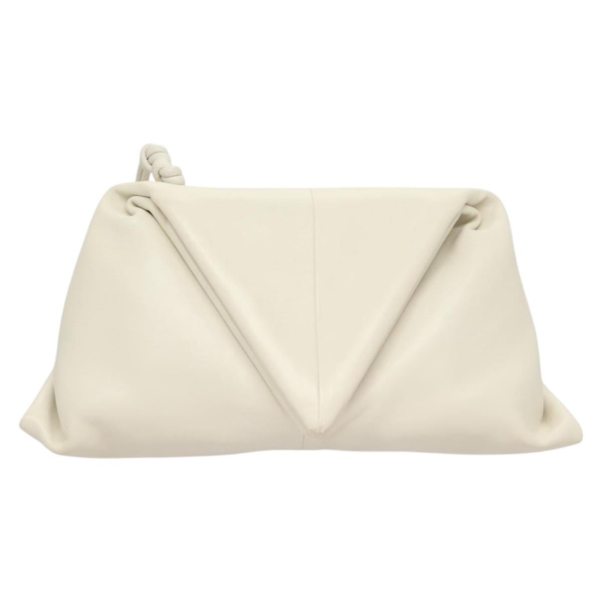 Bottega Veneta BV Trine Fold Clutch Leather, WHITE, LEATHER, Clutche & pouche