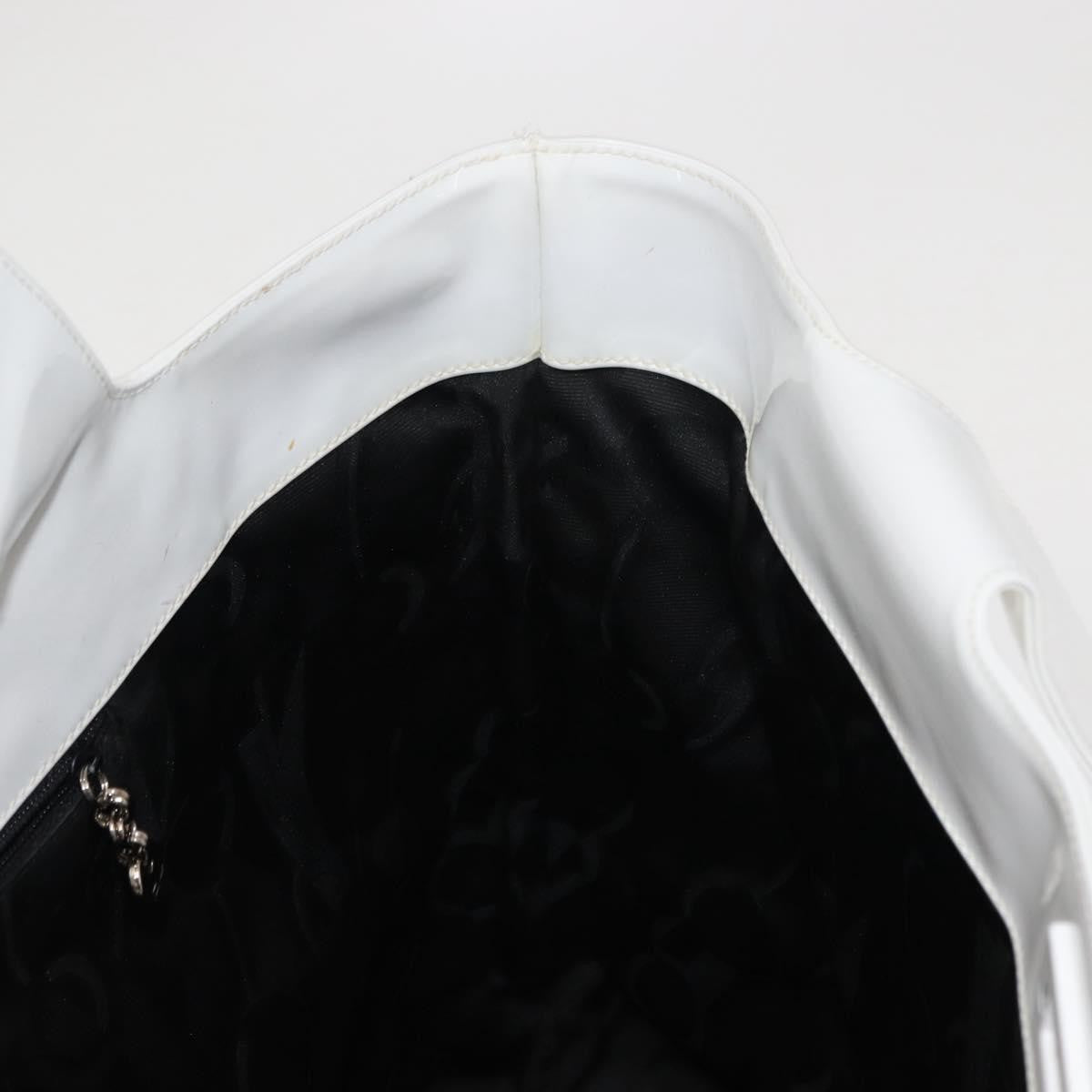 Salvatore Ferragamo Gancini Tote Patent leather, WHITE, PATENT_LEATHER, Tote bag