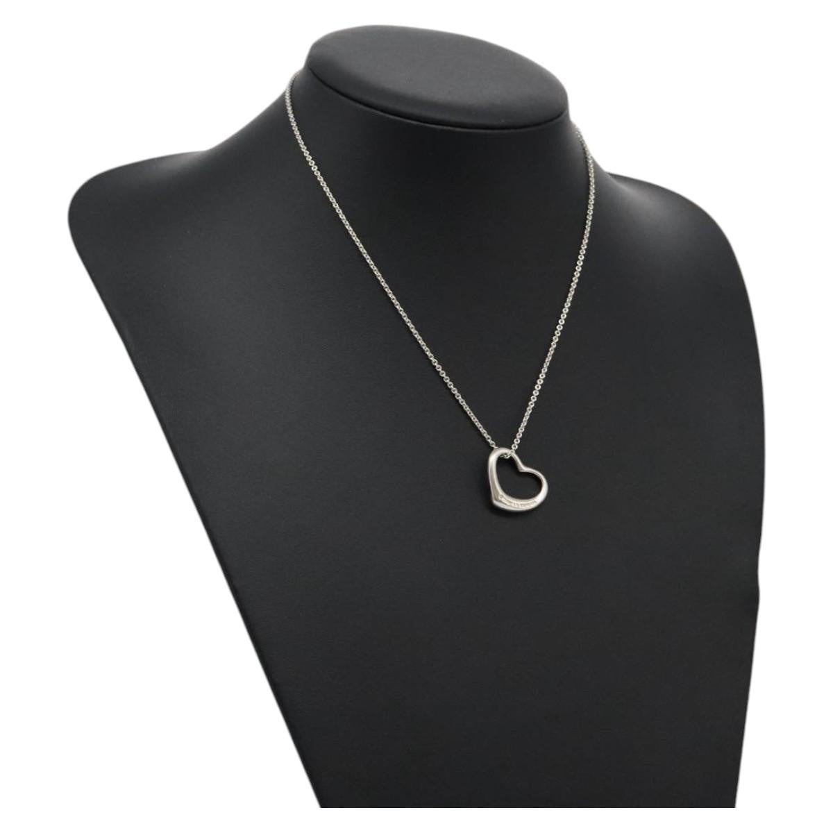 Tiffany & Co. Elsa Peretti Open Heart Pendant Necklace Sterling Silver, SILVER, SILVER, Necklace