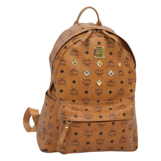 MCM Vicetos Logo PVC Cuir, BROWN, CANVAS, Backpack