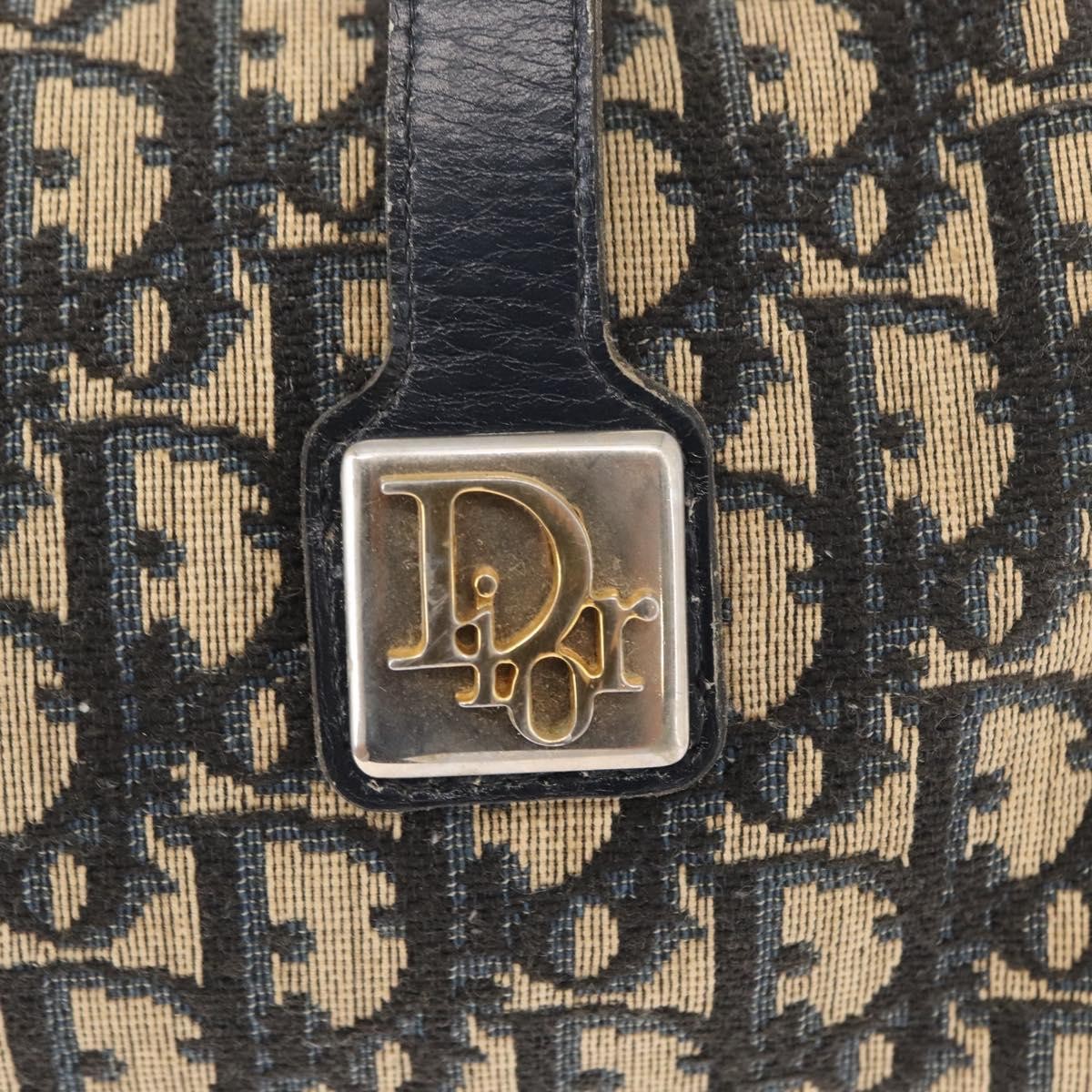 Christian Dior Vintage Trotter Handbag Canvas, NAVY, CANVAS, Handbag