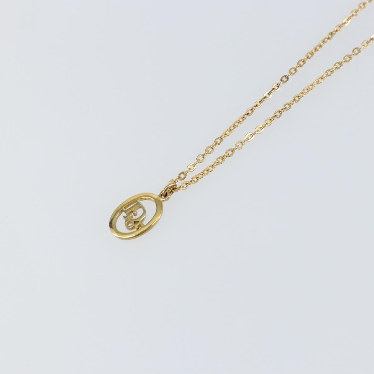 Christian Dior Round Logo Pendant Necklace Metal, GOLD, METAL, Necklace