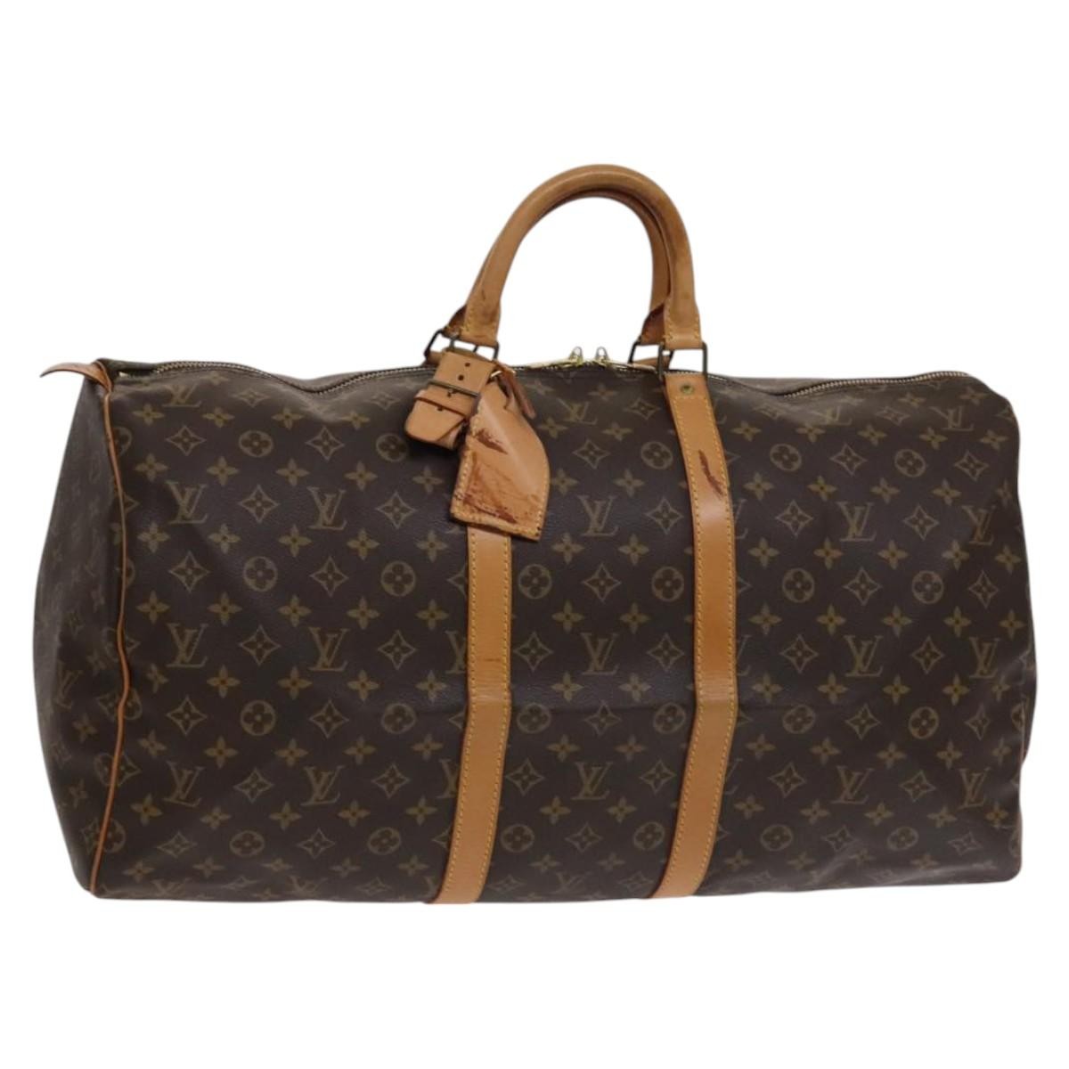 Louis Vuitton Keepall Bag Monogram Canvas, BROWN, CANVAS, Travel bag