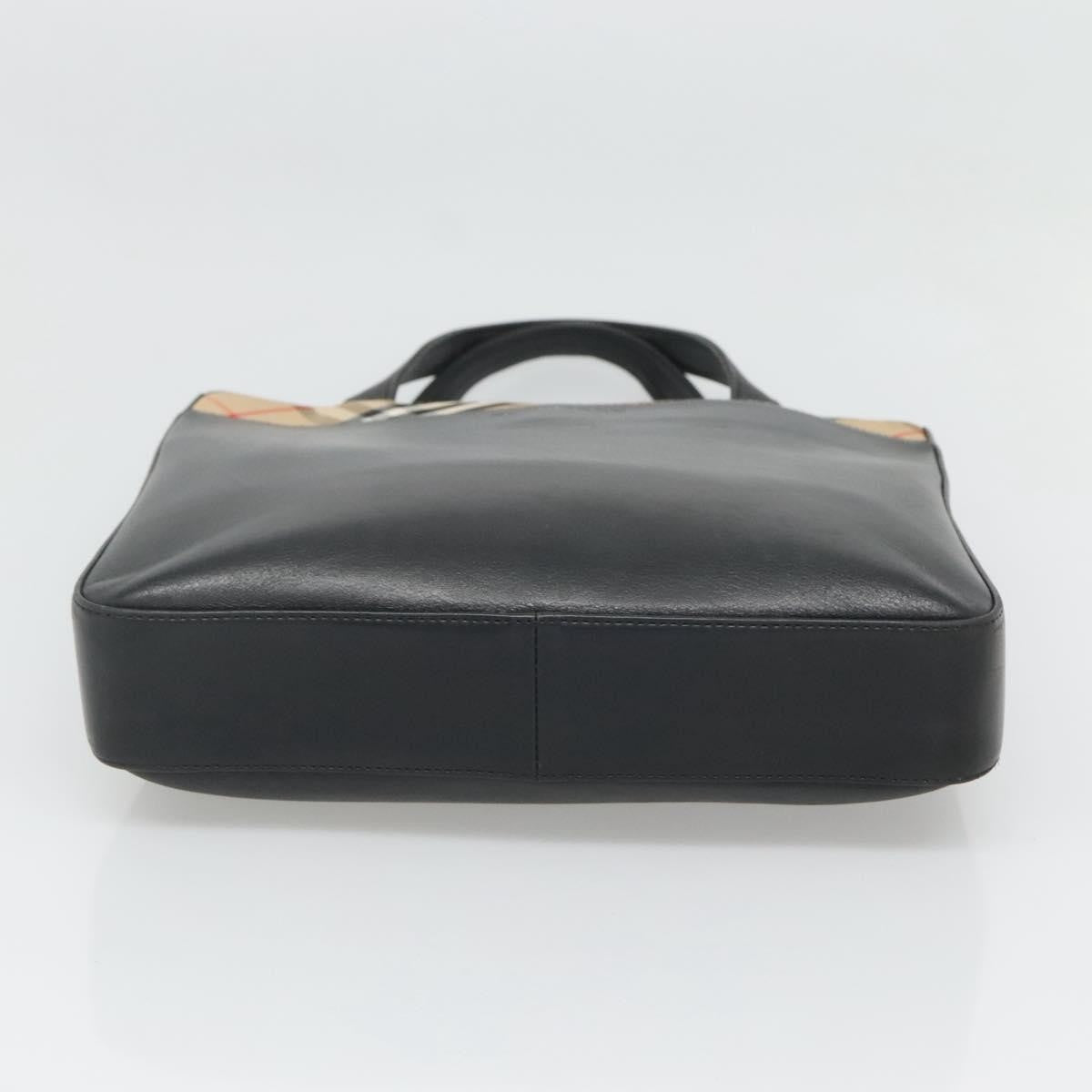 Burberry Nova Check Tote Canvas and Leather, BLACK, LEATHER, Tote bag