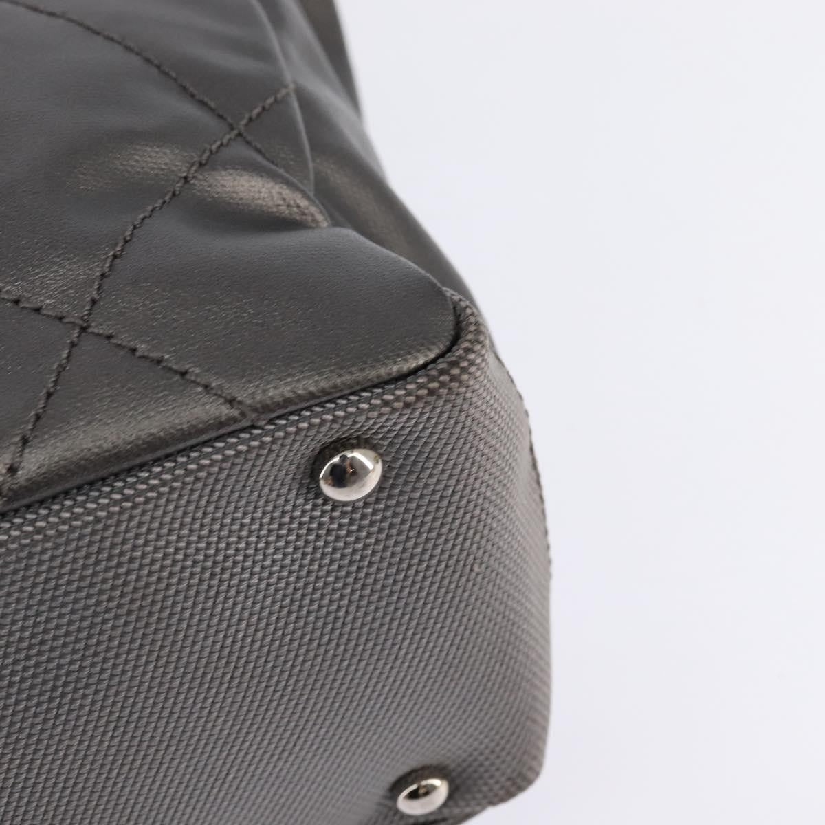 Chanel Biarritz Tote Quilted Coated Canvas, SILVER, CANVAS, Tote bag