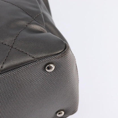 Chanel Biarritz Tote Quilted Coated Canvas, SILVER, CANVAS, Tote bag