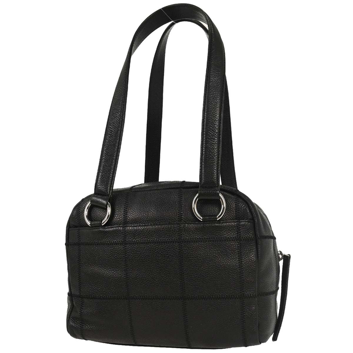Chanel Square Stitch Shoulder Bag Quilted Caviar, BLACK, LEATHER, Shoulder bag
