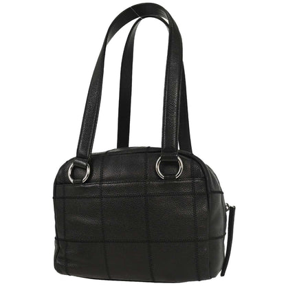 Chanel Square Stitch Shoulder Bag Quilted Caviar, BLACK, LEATHER, Shoulder bag