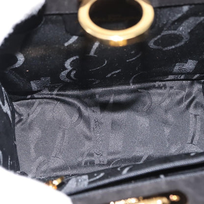 Salvatore Ferragamo Vintage Gancini Chain Shoulder Bag Suede, BLACK, SUEDE, Shoulder bag