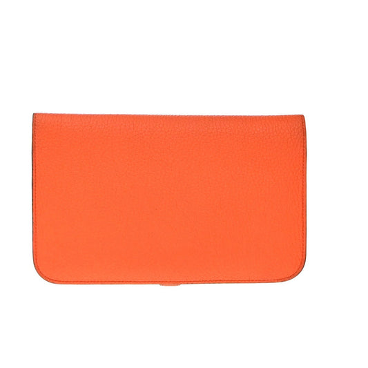 Hermes Dogon Duo Combined Wallet Leather, ORANGE, LEATHER, Wallets