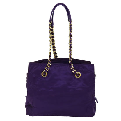 Prada Convertible Chain Tote Quilted Tessuto, PURPLE, NYLON, Shoulder bag