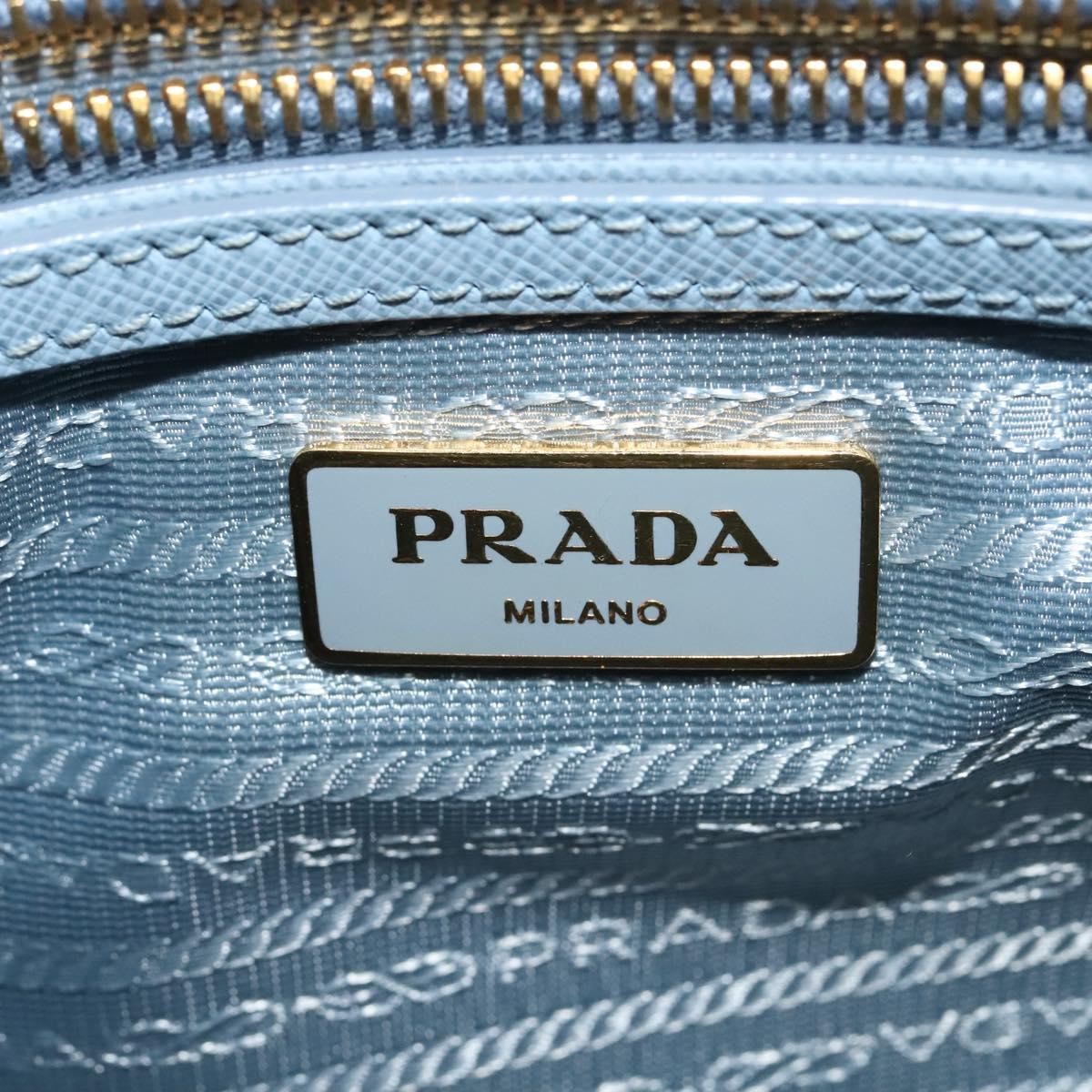 Prada Double Zip Lux Tote Saffiano Leather, BLUE, LEATHER, Handbag
