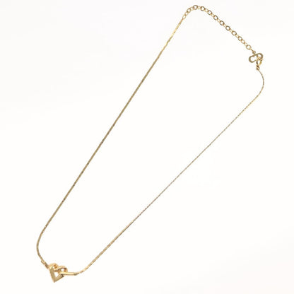 Christian Dior Logo Heart Pendant Necklace Metal with Crystal, GOLD, METAL, Necklace