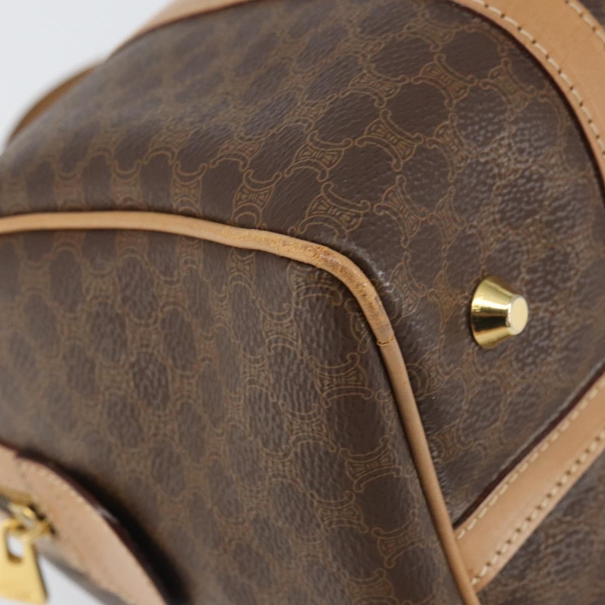 Celine Vintage Macadam Boston bag Canvas, BROWN, CANVAS, Travel bag