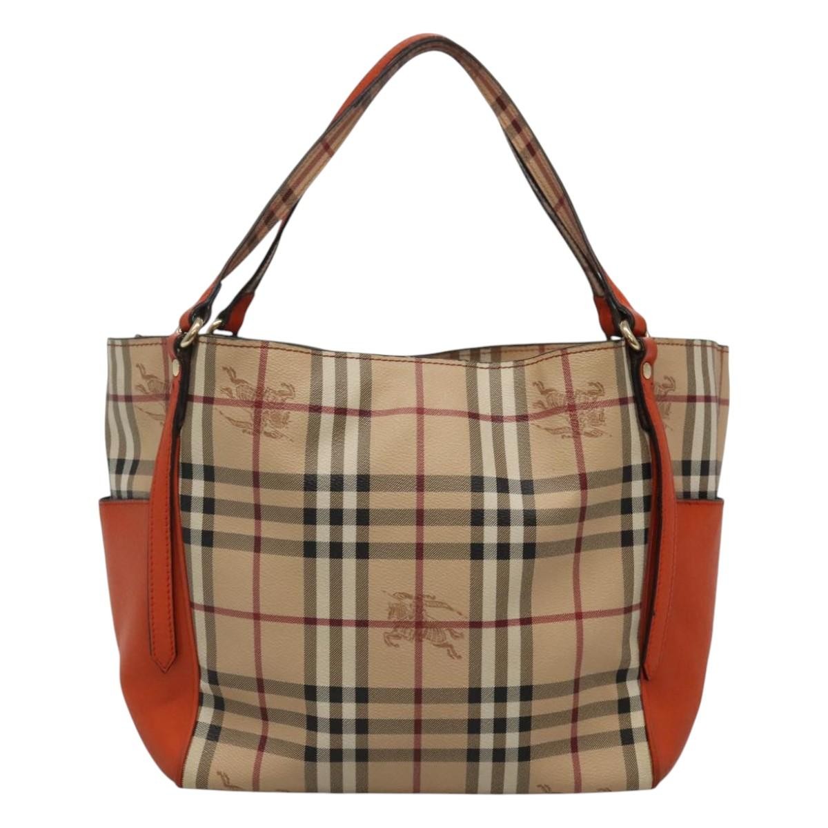 Burberry Canterbury Panels Tote Haymarket Coated Canvas and Leather, BEIGE, CANVAS, Tote bag