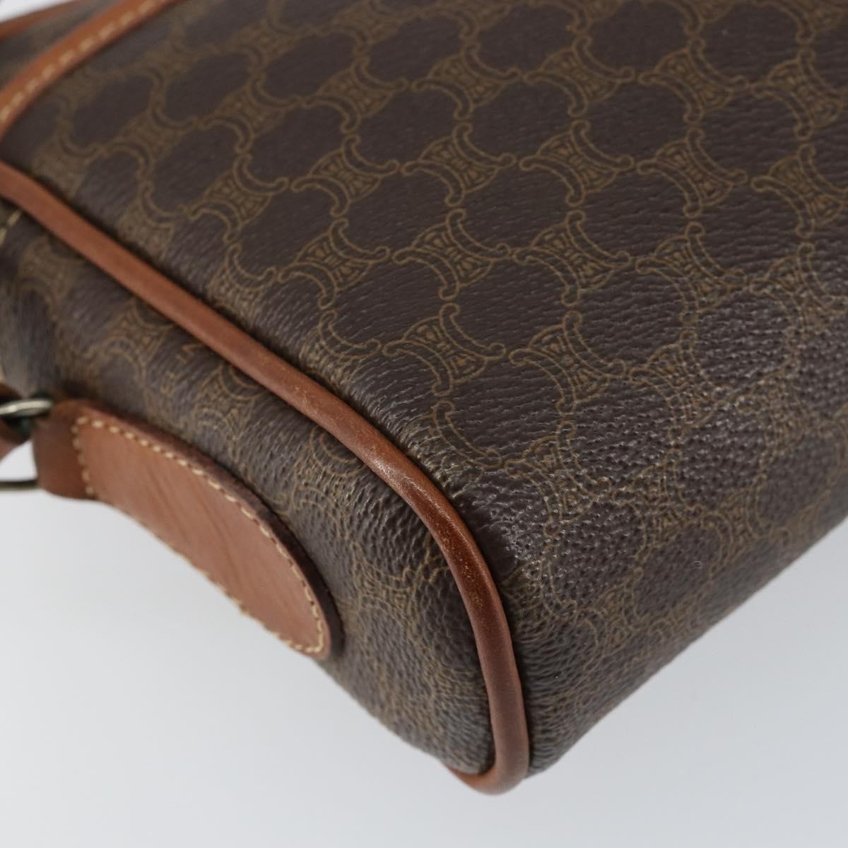 Celine Vintage Macadam Shoulder Bag Canvas and Leather, BROWN, CANVAS, Shoulder bag