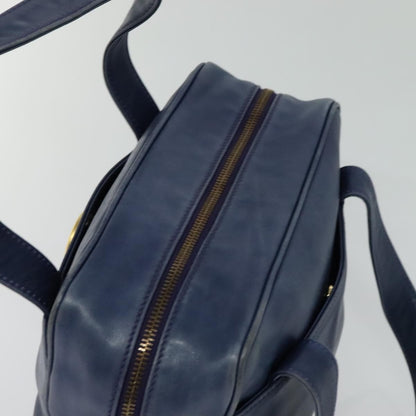 Celine Circle Logo Handbag Leather, BLUE, LEATHER, Handbag