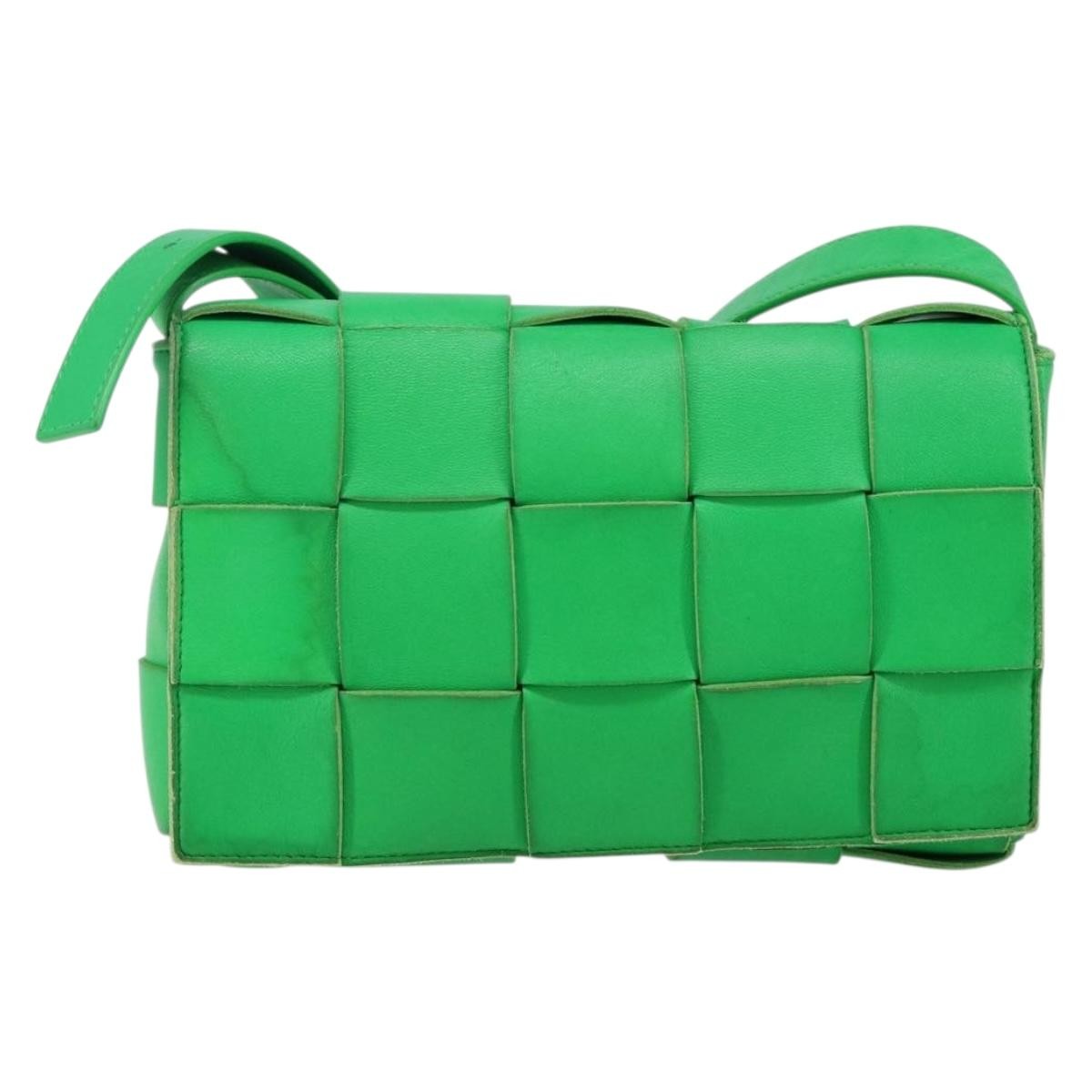Bottega Veneta Cassette Crossbody Bag Maxi Intrecciato Leather, GREEN, LEATHER, Crossbody bag