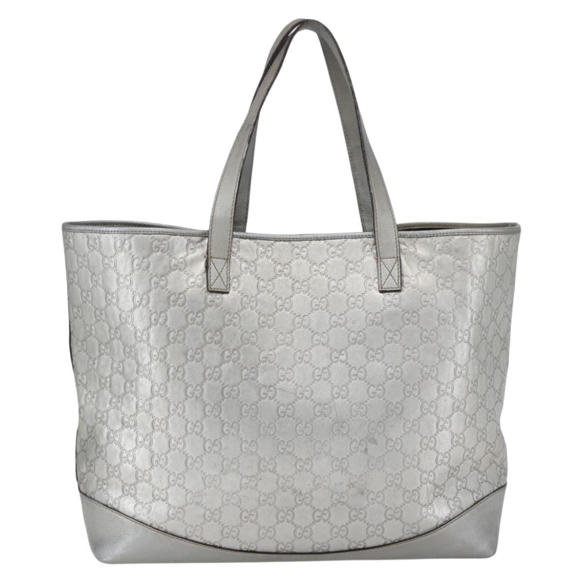 Gucci Plus Tote Guccissima Leather, SILVER, LEATHER, Tote bag