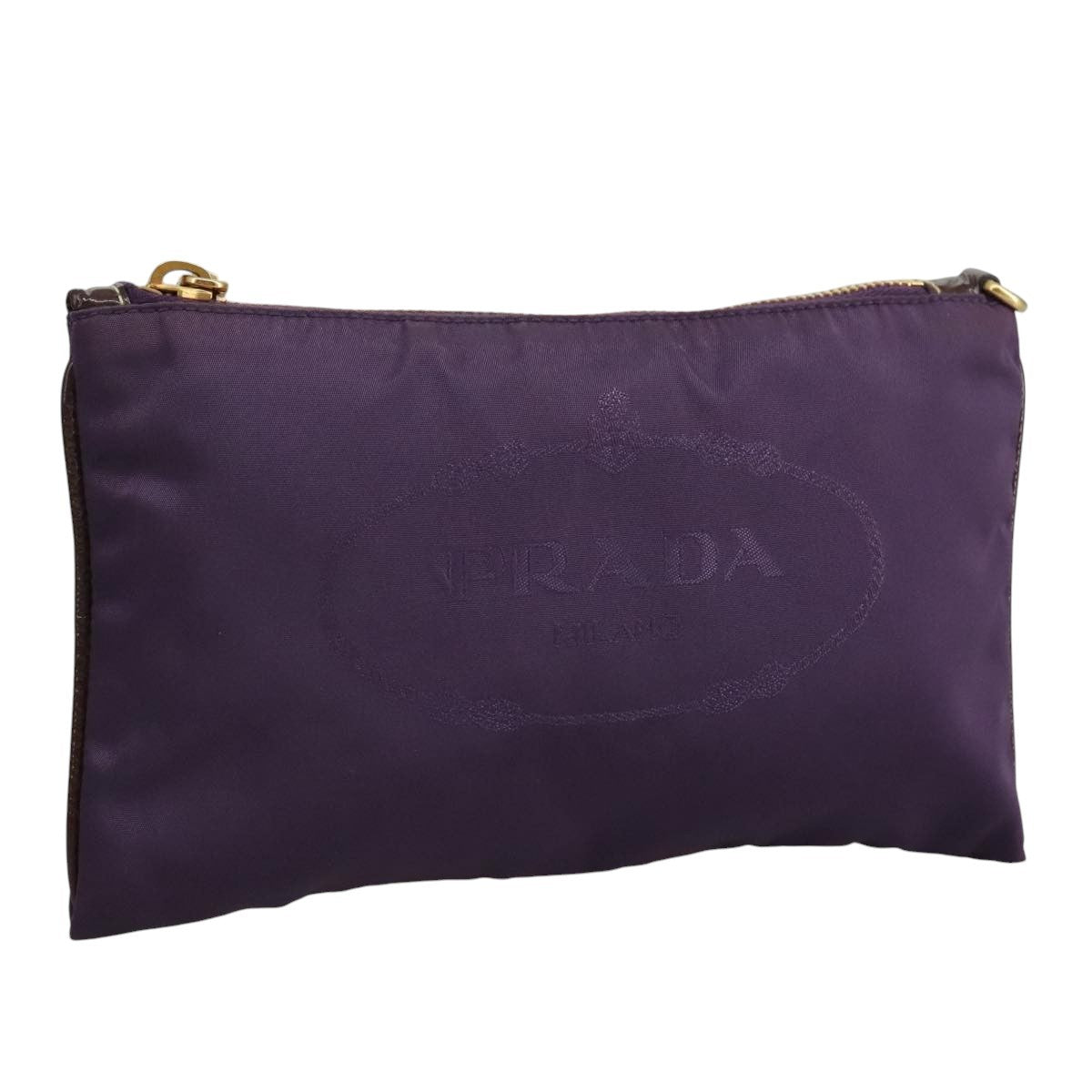 Prada Logo Zip Pouch Tessuto, PURPLE, NYLON, Clutche & pouche