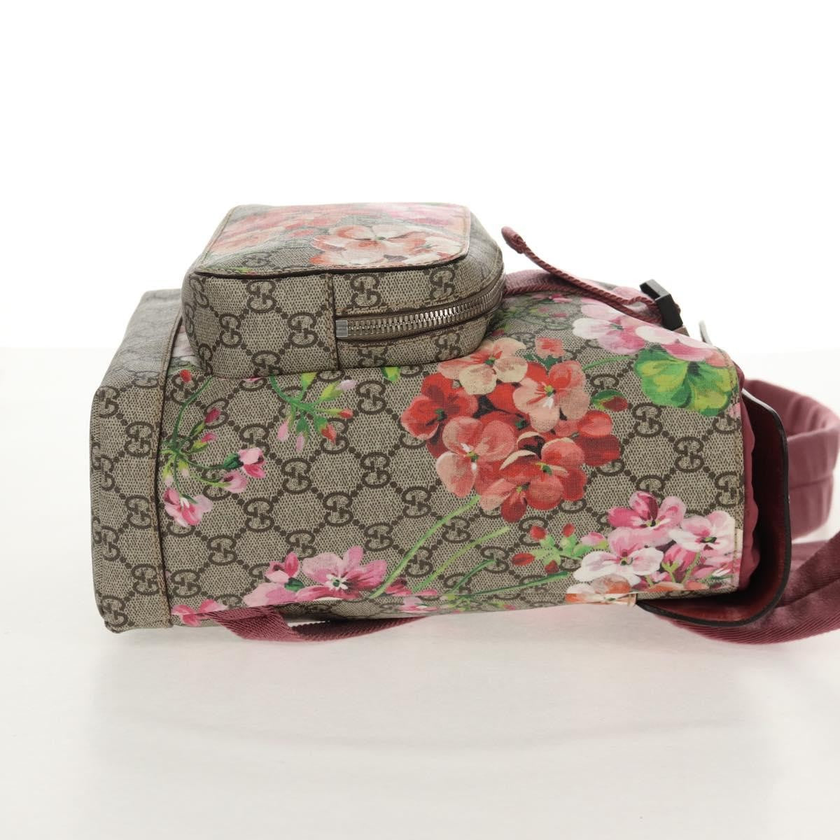 Gucci Buckle Backpack Blooms Print GG Coated Canvas, BEIGE, CANVAS, Backpack