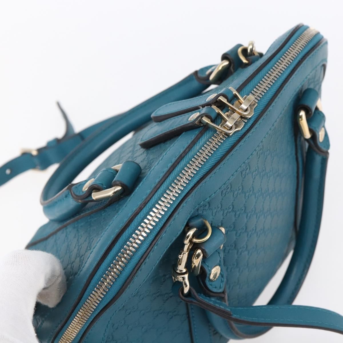 Gucci Convertible Dome Satchel Guccissima Leather, TURQUOISE, LEATHER, Handbag