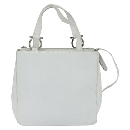 Salvatore Ferragamo Gancini handbag Leather, WHITE, LEATHER, Handbag