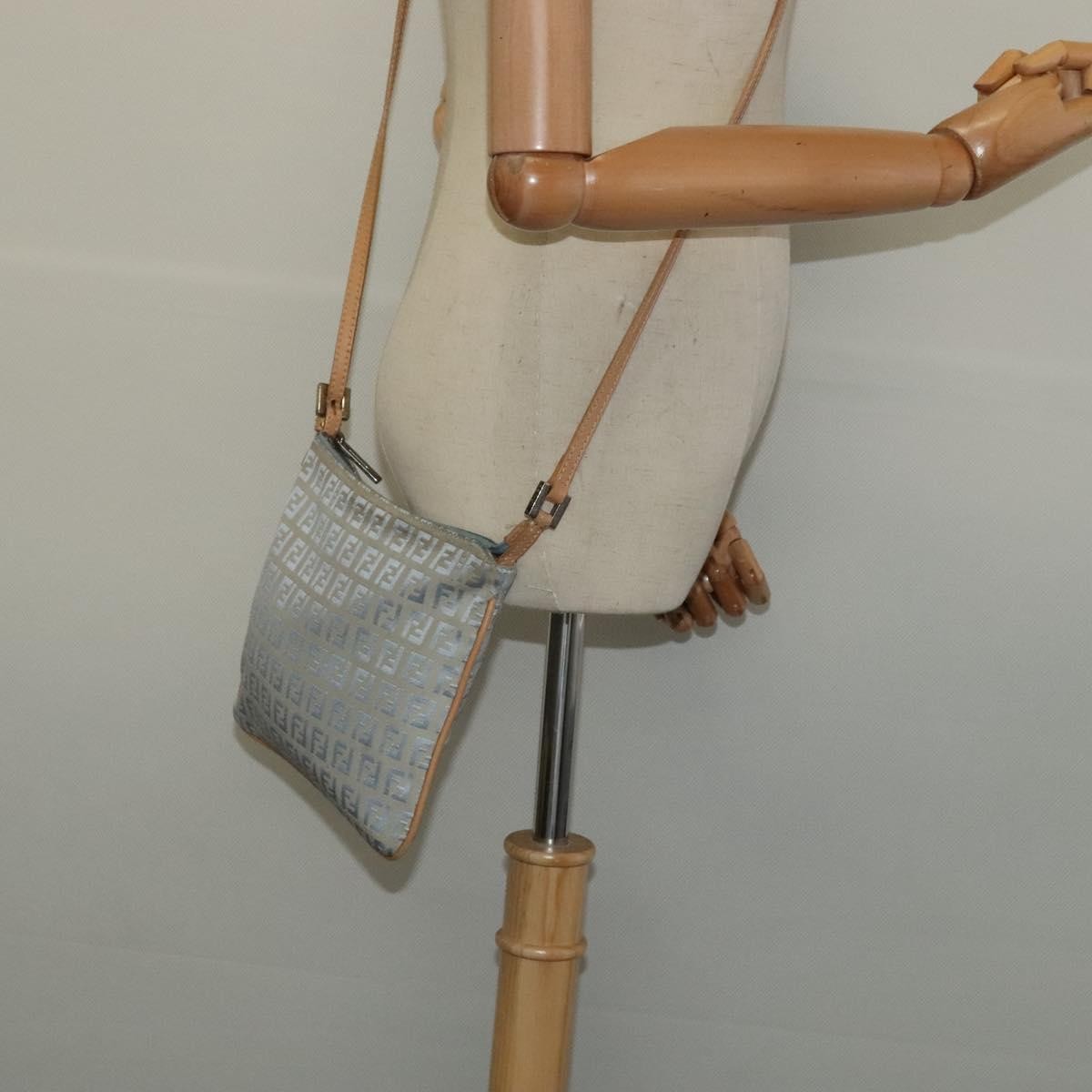 Fendi Vintage Flat Crossbody Bag Zucchino Canvas, BLUE, CANVAS, Shoulder bag