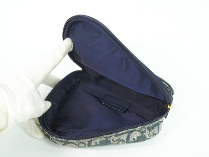Christian Dior Saddle Zip Pouch Diorissimo Canvas, NAVY, CANVAS, Clutche & pouche