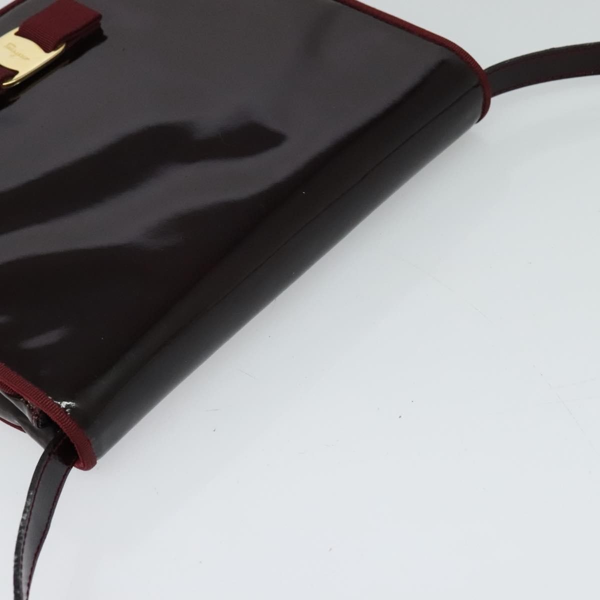 Salvatore Ferragamo Vala Shoulder Bag Patent Leather, BURGUNDY, PATENT_LEATHER, Shoulder bag