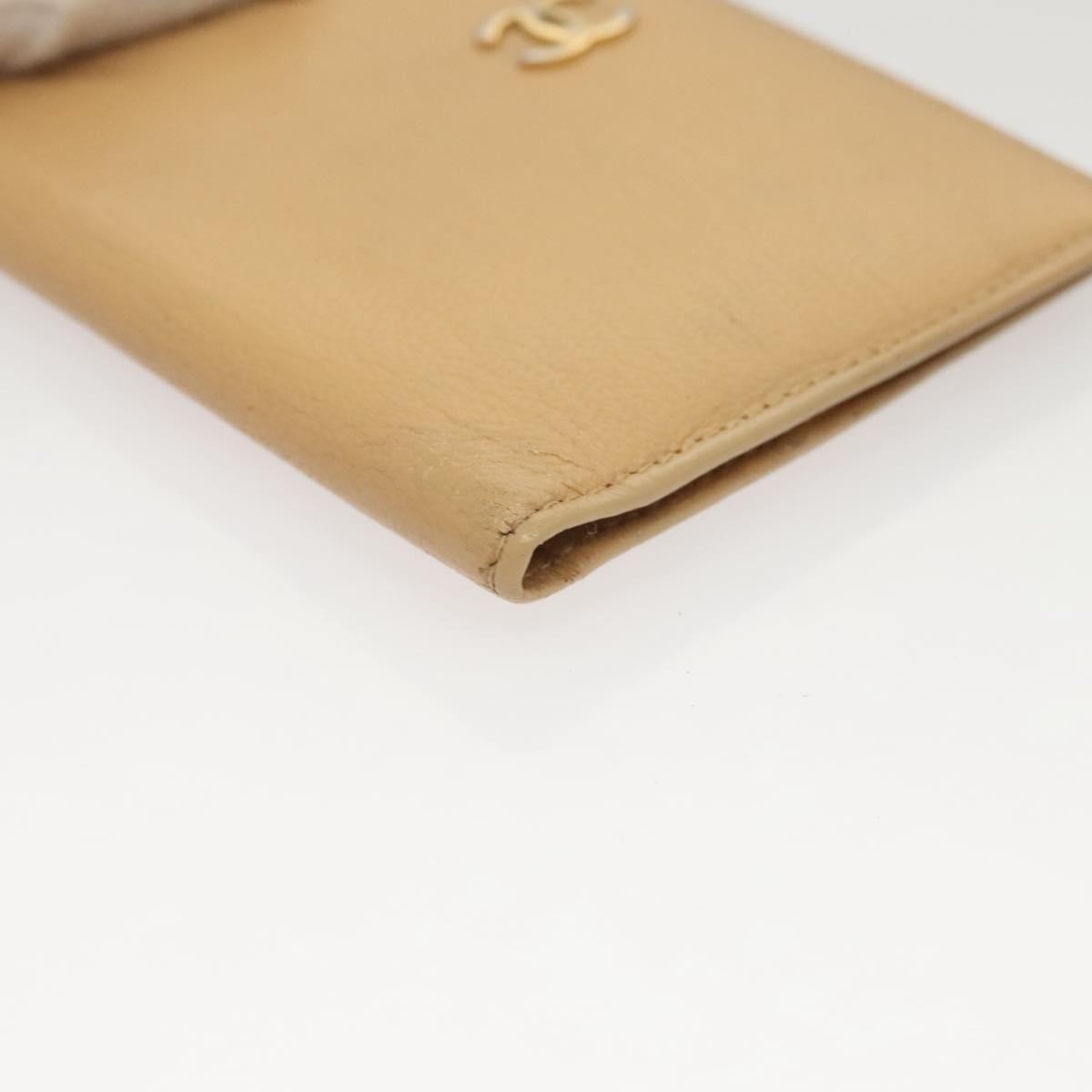 Chanel CC Card Case Leather, BEIGE, LEATHER, Card Holders