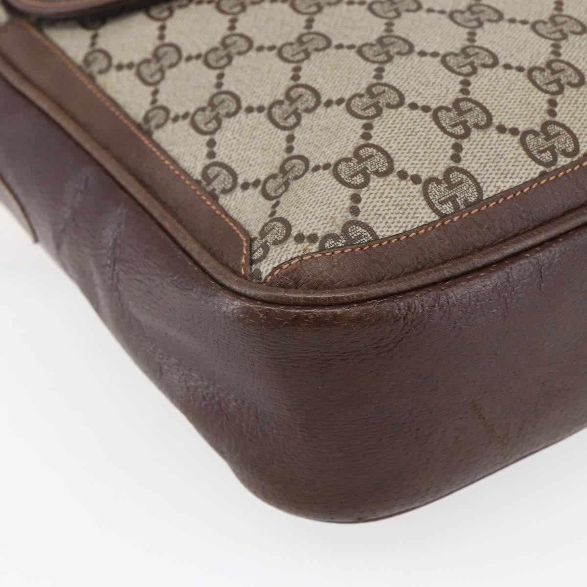 Gucci Front Pocket Messenger Bag GG Canvas with Leather, BEIGE, CANVAS, Shoulder bag