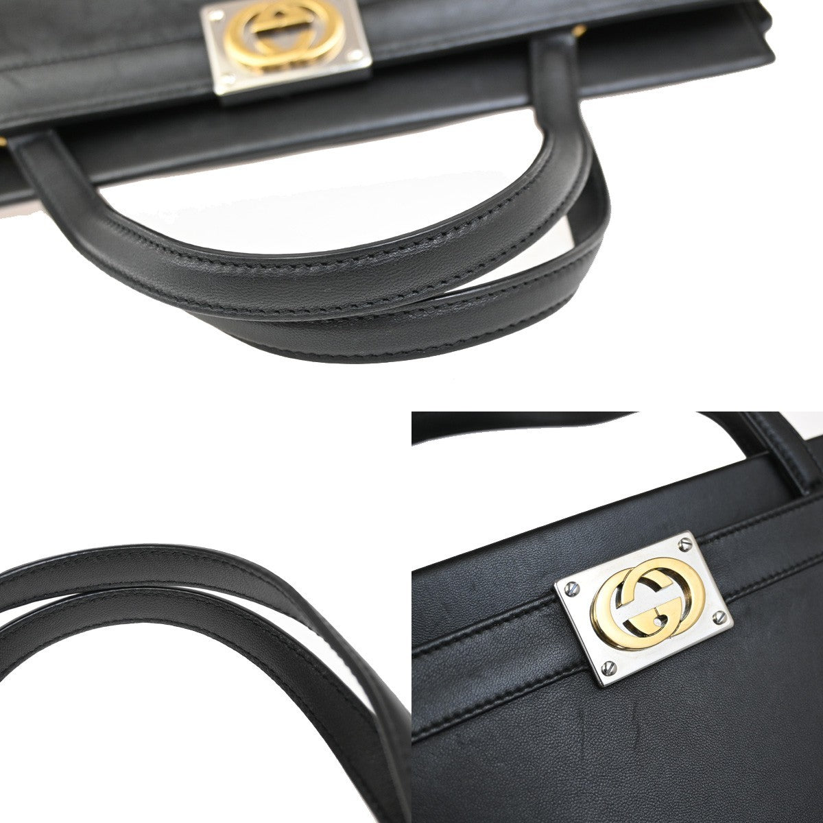 Gucci Linea Matisse Interlocking G Top Handle Tote Leather, BLACK, LEATHER, Tote bag