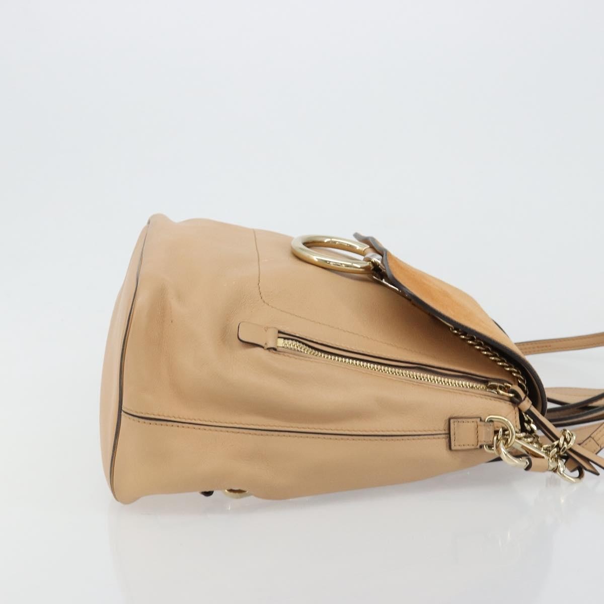 Chloe Faye Backpack Suede with Applique, Beige, Leather, Backpack