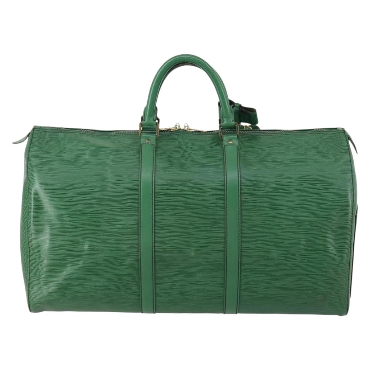 Louis Vuitton Keepall Bag Epi Leather, GREEN, LEATHER, Travel bag